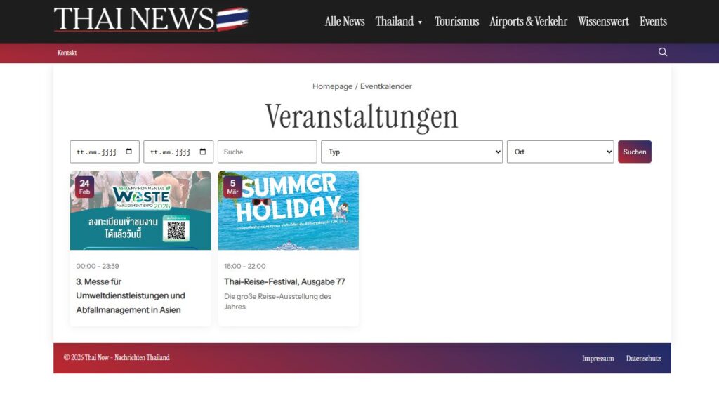Eventkalender mit interaktivem Filter