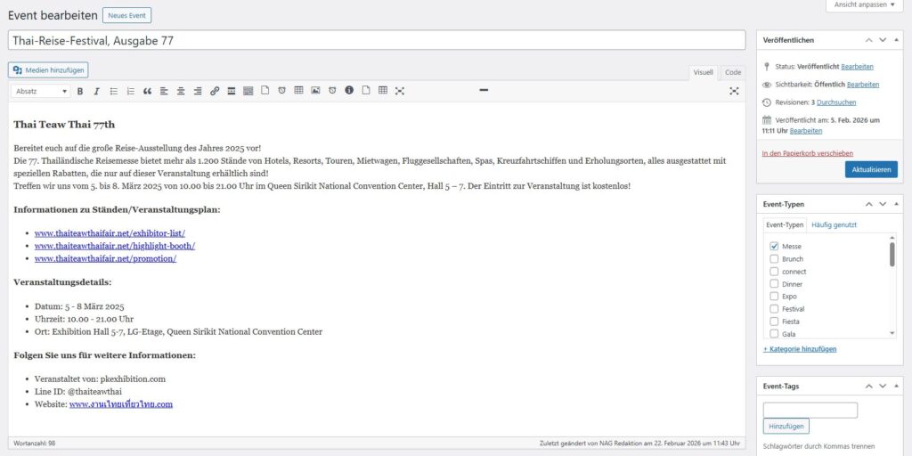 Intuitives Erstellen eines Events