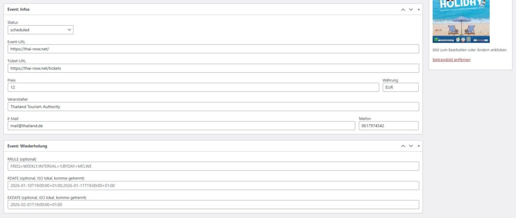 Intuitives Erstellen eines Events