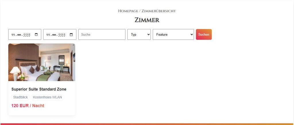 Übersicht der Zimmerangebote